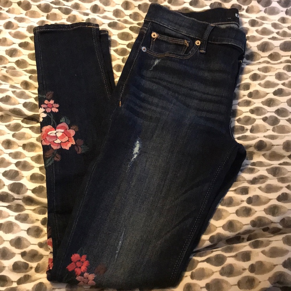 Embroidered Express Skinny Stretch Jeans